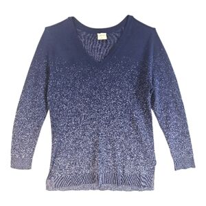 SOMA  Blue Silver Ombre Glittery Long Sleeve Pullover Sweater XS